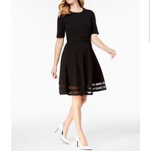 CALVIN KLEIN Elbow Sleeve Illusion Detail Dress